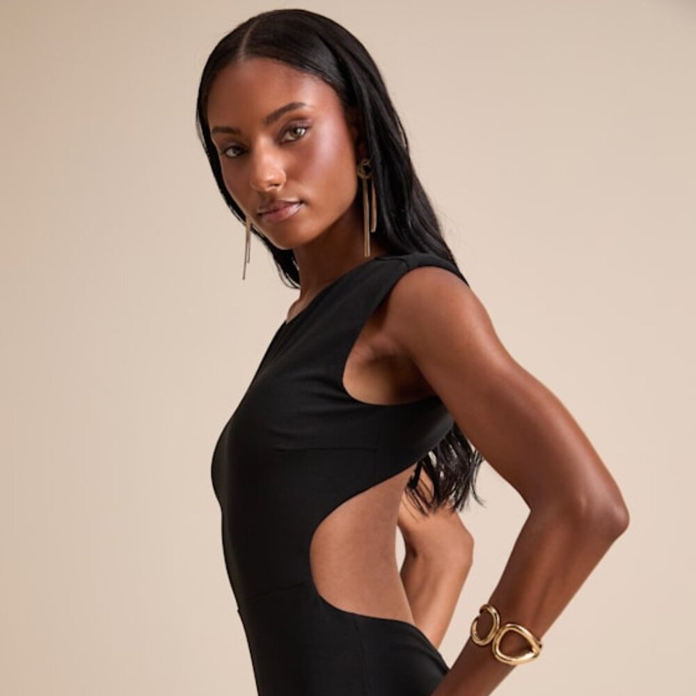 Lulu's Black Sleeveless Cutout Maxi Dress